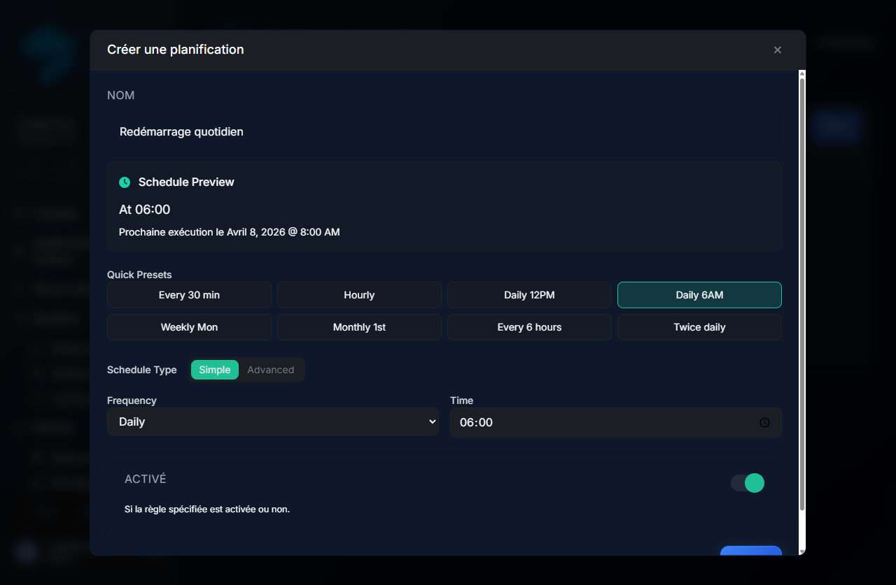 Modal remplie avec Daily 6AM